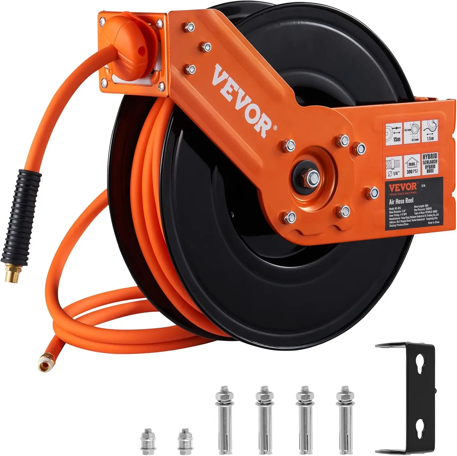 Retractable Air Hose Reel, 3/8 IN x 50 FT Hybrid Air Hose Max 300PSI, Air Compressor Hose Reel with 5 ft Lead in, Ceiling/Wall M
Retractable Air Hose Reel, 3/8 IN x 50 FT Hybrid Air Hose Max 300PSI, Air Compressor Hose Reel with 5 ft Lead in, Ceiling/Wall M