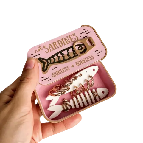 3D Printed Sardine Tin Jewelry Box Multi Functional Creative Necklace and Earring Storage Box Decorative Durable