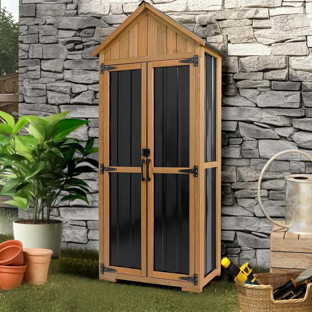Outdoor Storage Cabinet Waterproof, Outdoor Storage Shed with Shelves, Wood & Metal Patio Backyard Garden Storage Cabinet
Outdoor Storage Cabinet Waterproof, Outdoor Storage Shed with Shelves, Wood & Metal Patio Backyard Garden Storage Cabinet
