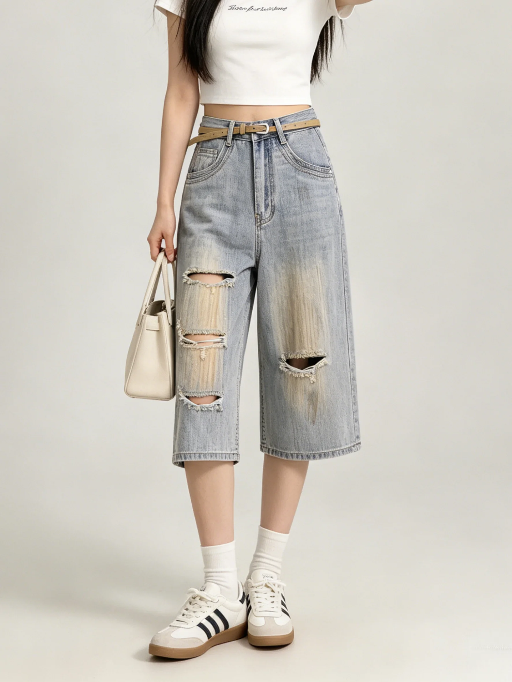 High Waist Wide Leg Denim Jeans American Washed Bamboo Fiber Pattern Vintage Hole Summer Skin-friendly Anti-aging Korean Style
High Waist Wide Leg Denim Jeans American Washed Bamboo Fiber Pattern Vintage Hole Summer Skin-friendly Anti-aging Korean Style