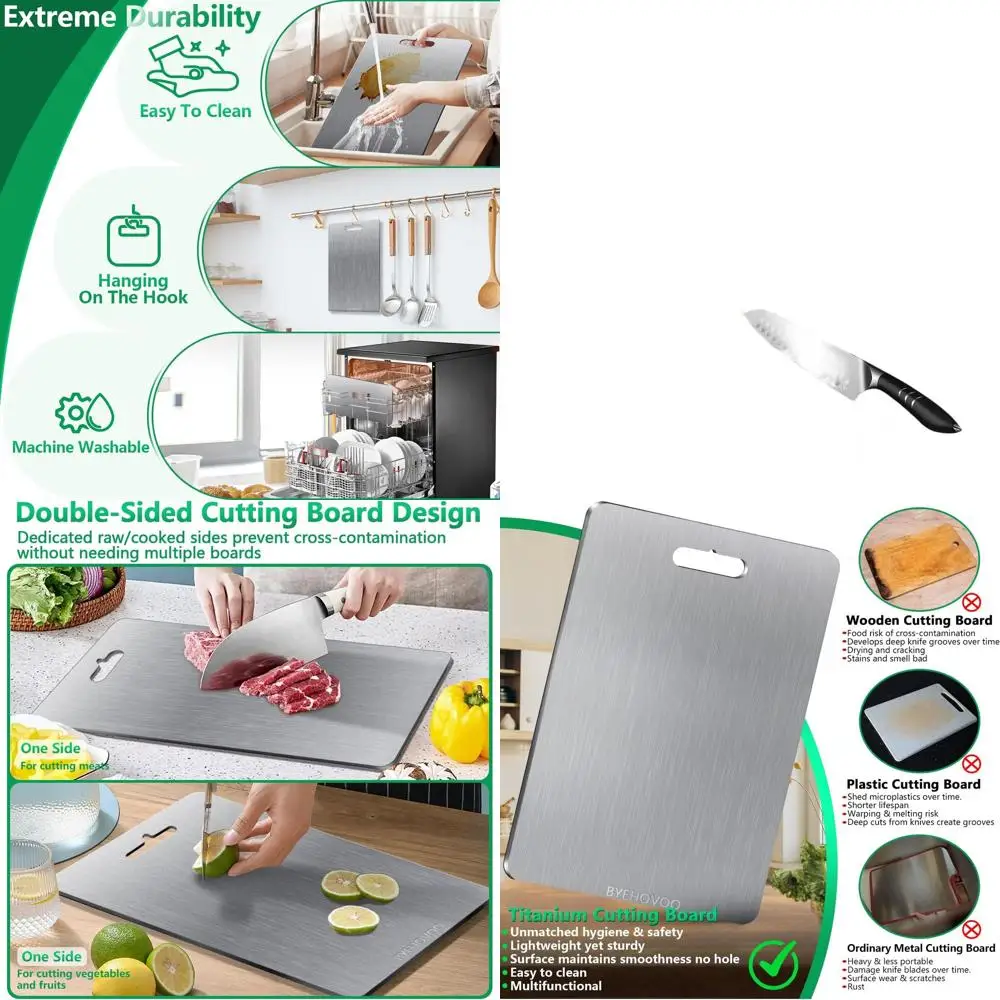 Тройные титановые разделочные доски — двусторонние, можно мыть в посудомоечной машине, идеально подходят для сырой и приготовленных продуктов питания и кемпинга
Тройные титановые разделочные доски — двусторонние, можно мыть в посудомоечной машине, идеально подходят для сырой и приготовленных продуктов питания и кемпинга