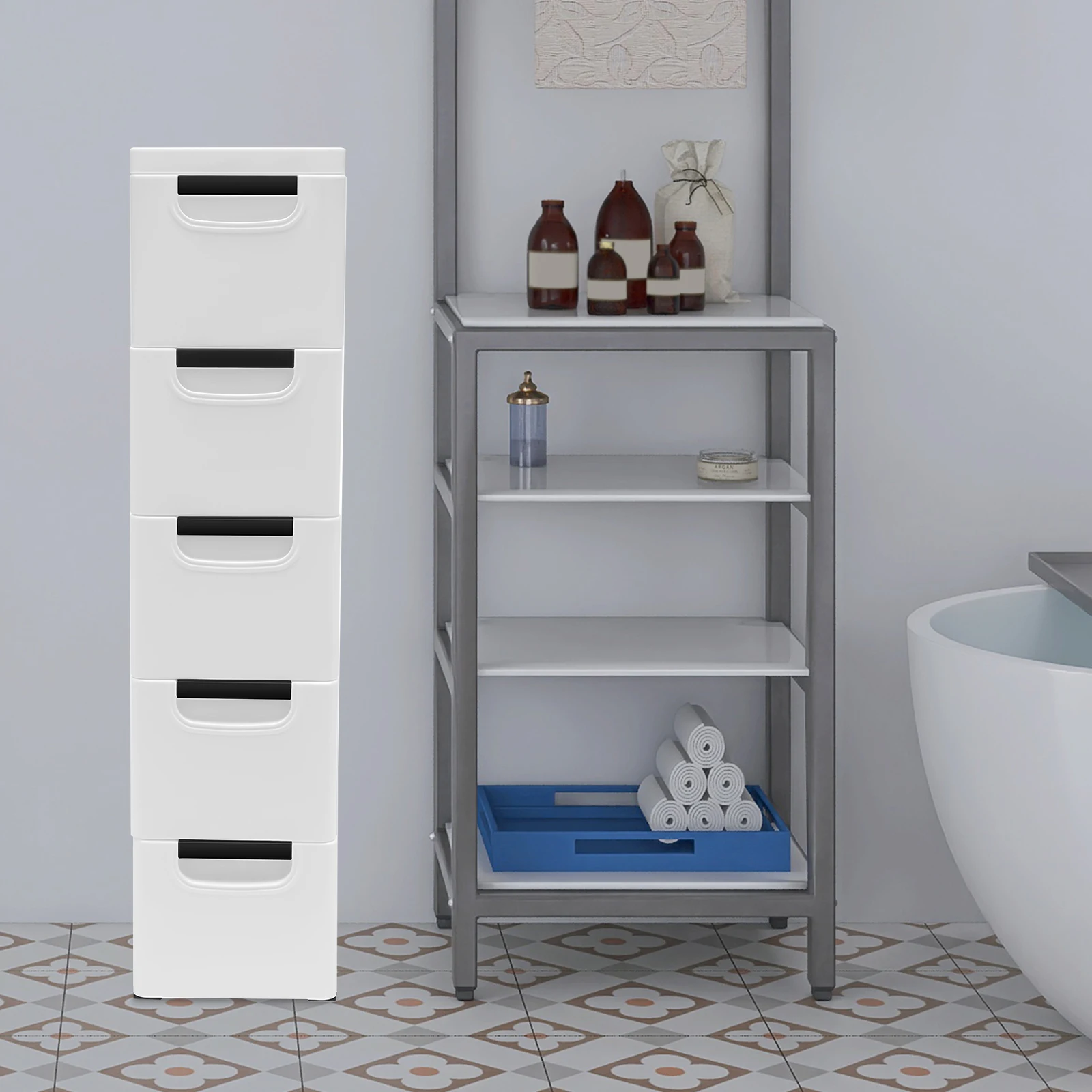 5-storey White Storage Cabinet Multifunctional Large-capacity Storage Box High Load-bearing Locker for Laundry Room and Bedroom
5-storey White Storage Cabinet Multifunctional Large-capacity Storage Box High Load-bearing Locker for Laundry Room and Bedroom