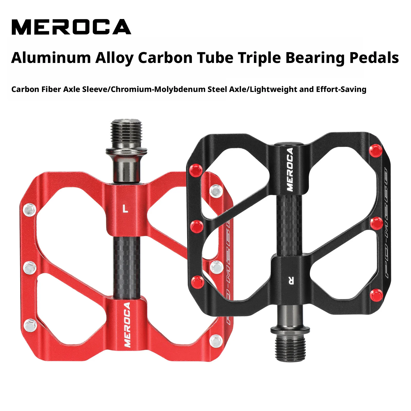 MEROCA Bicycle Pedals, Carbon Tube 3-Bearing Aluminum Alloy Pedals for Mountain, Road and Folding Bikes
MEROCA Bicycle Pedals, Carbon Tube 3-Bearing Aluminum Alloy Pedals for Mountain, Road and Folding Bikes