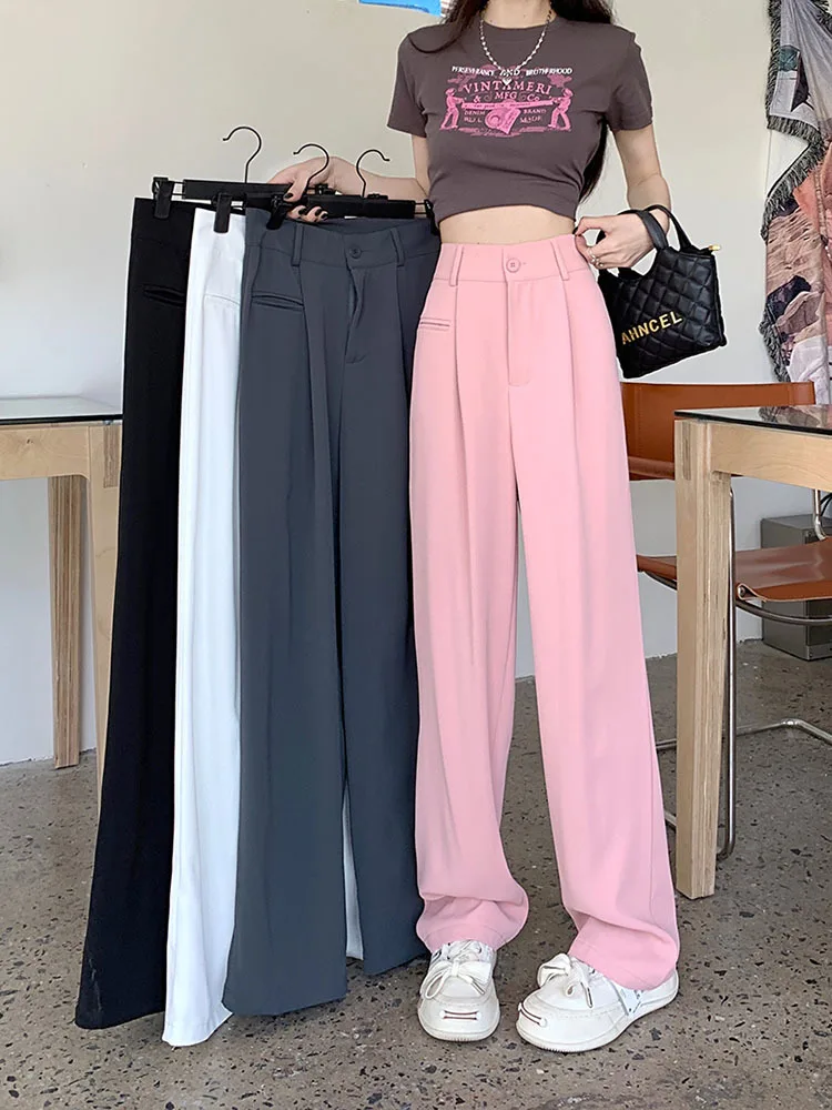 Wide Office Trousers for Women 2023 High Waist White Straight Stacked Pants with Pockets button Classic Women's Trousers
Wide Office Trousers for Women 2023 High Waist White Straight Stacked Pants with Pockets button Classic Women's Trousers