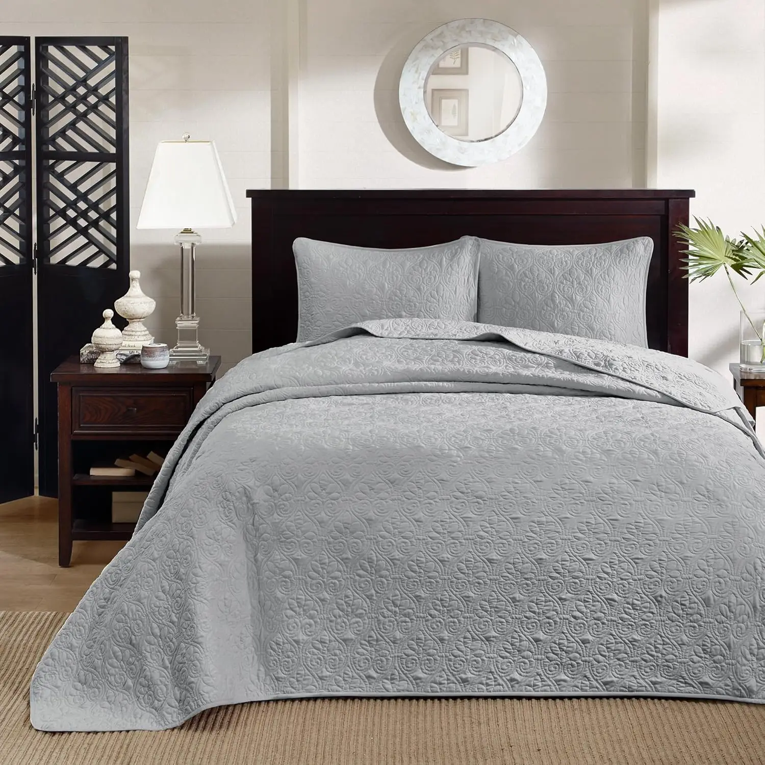 Quebec King Size Quilt Bedding Set - Grey , Damask – 3 Piece Bedding Quilt Coverlets – Ultra Soft Microfiber Bed Quilts Quilted
Quebec King Size Quilt Bedding Set - Grey , Damask – 3 Piece Bedding Quilt Coverlets – Ultra Soft Microfiber Bed Quilts Quilted