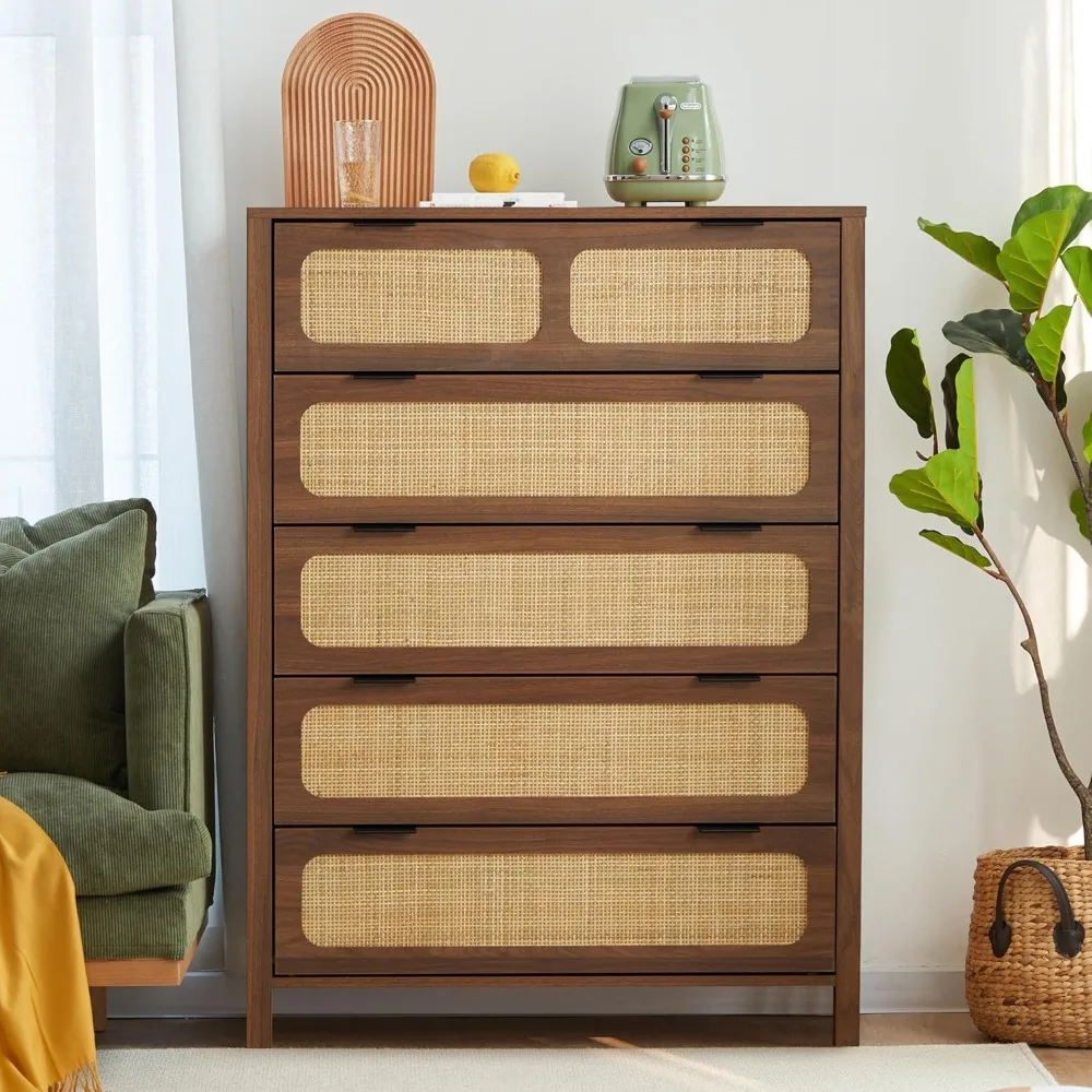 5Drawer Chest Dresser,Rattan Tall Dresser 5Chest of Drawers Dressers for Bedroom, Wooden Storage Cane Cabinet with Metal Handles
5Drawer Chest Dresser,Rattan Tall Dresser 5Chest of Drawers Dressers for Bedroom, Wooden Storage Cane Cabinet with Metal Handles