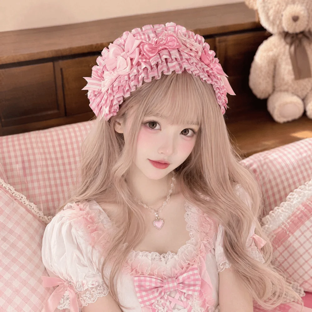 Imitation Pearl Pink Plaid Headband Elegant Vintage Lace Bow Hair Accessory Adjustable Ruffled Lace Lolita Hair Band
Imitation Pearl Pink Plaid Headband Elegant Vintage Lace Bow Hair Accessory Adjustable Ruffled Lace Lolita Hair Band