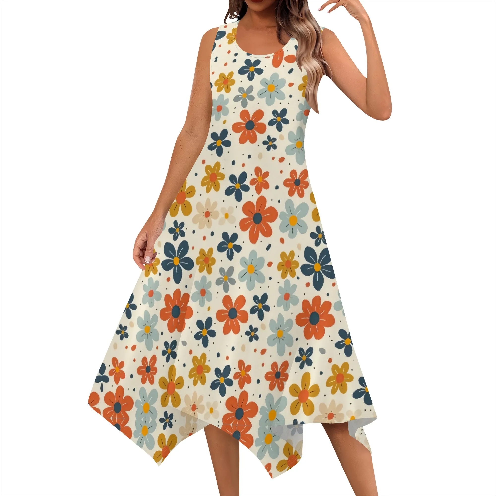Women Casual Loose Boho Dresses Crewneck Short Sleeve Vintage Floral Pattern Dress Hankerchief Hem Midi Beach Dress
Women Casual Loose Boho Dresses Crewneck Short Sleeve Vintage Floral Pattern Dress Hankerchief Hem Midi Beach Dress