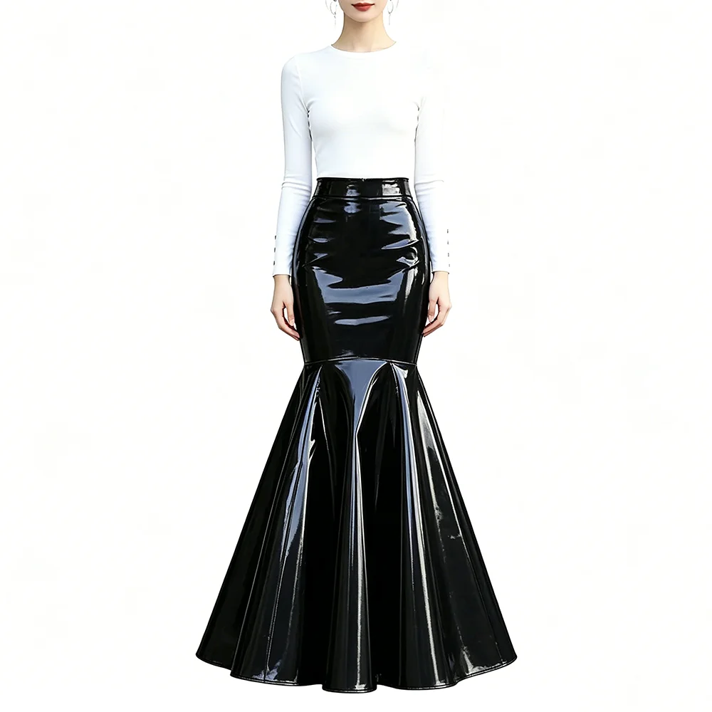Plus Size High Waist Floor Length Mermaid Skirt PVC Vinyl Leather Slim Fit Flared Long Skirts Streetwear Nightclub Daily Outfits
Plus Size High Waist Floor Length Mermaid Skirt PVC Vinyl Leather Slim Fit Flared Long Skirts Streetwear Nightclub Daily Outfits