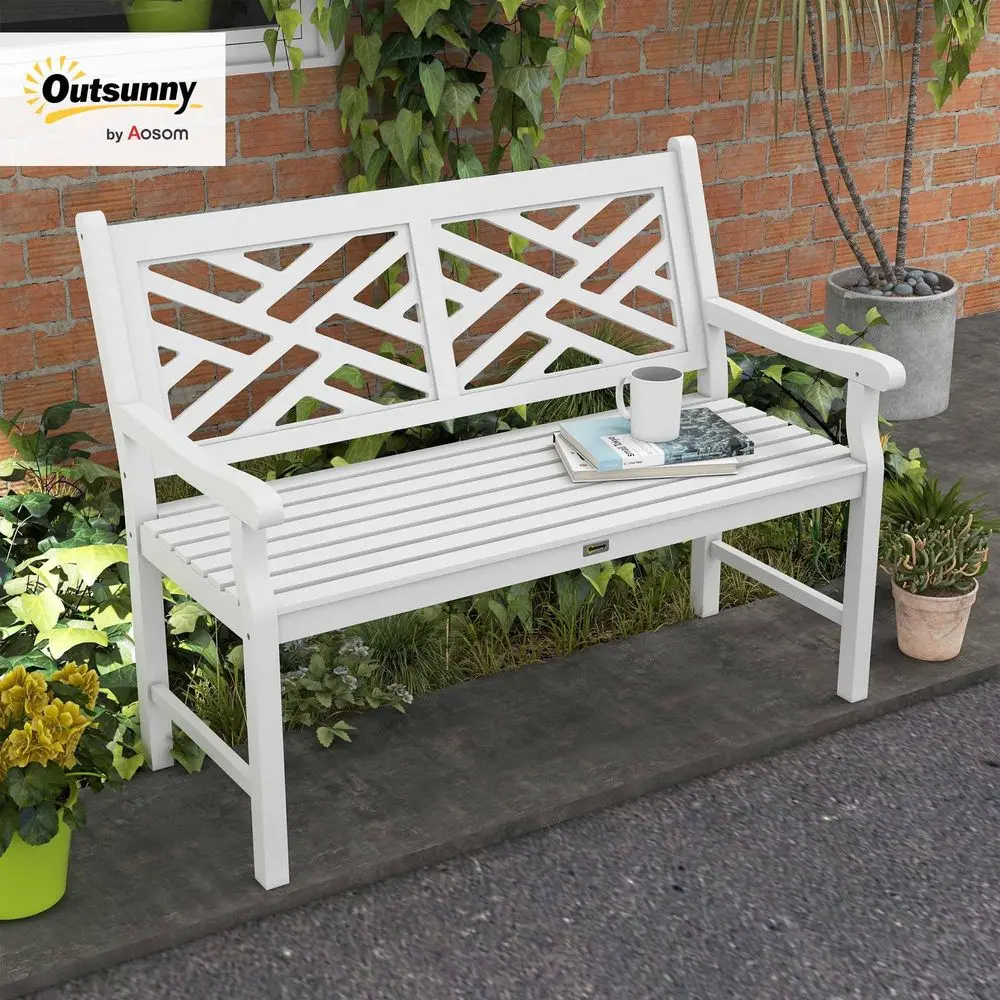 Outdoor Garden Bench, Wooden Frame Patio Bench with Geometric Pattern, 43.25 Inch Weatherproof 2Person Love Seat for Garden, La
Outdoor Garden Bench, Wooden Frame Patio Bench with Geometric Pattern, 43.25 Inch Weatherproof 2Person Love Seat for Garden, La