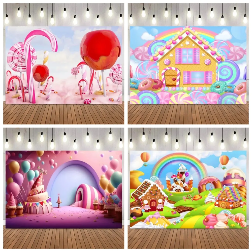 Sweet candy ground photo background, colorful lollipops, donuts, cake ice cream, children birthday party photography background
Sweet candy ground photo background, colorful lollipops, donuts, cake ice cream, children birthday party photography background