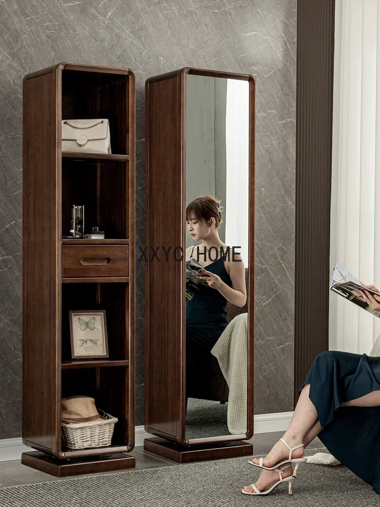 Black Walnut Wooden Dressing Mirror Rotary Multifunctional Storage Fitting Nordic Full Body Floor Mirror
Black Walnut Wooden Dressing Mirror Rotary Multifunctional Storage Fitting Nordic Full Body Floor Mirror