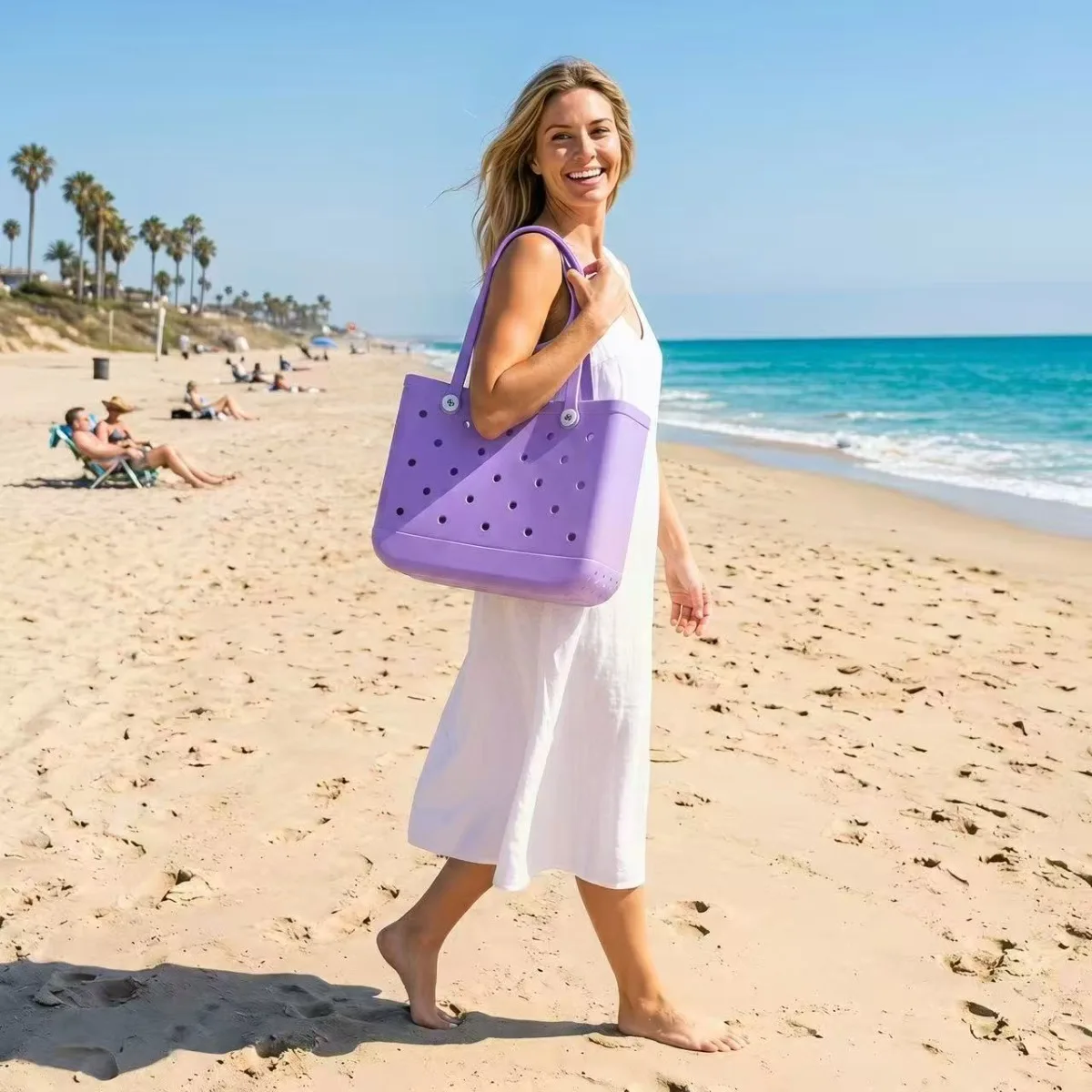 Multicolor Durable EVA Beach Tote Bag Waterproof Hole Design Large Capacity Handbag Reusable Vibrant Outdoor Shopping Bag
Multicolor Durable EVA Beach Tote Bag Waterproof Hole Design Large Capacity Handbag Reusable Vibrant Outdoor Shopping Bag