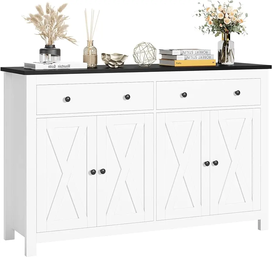 FOTOSOK Sideboard Buffet Cabinet with Storage, 55" Large Kitchen Storage Cabinet with 2 Drawers and 4 Doors Wood Coffee Bar lack
FOTOSOK Sideboard Buffet Cabinet with Storage, 55" Large Kitchen Storage Cabinet with 2 Drawers and 4 Doors Wood Coffee Bar lack