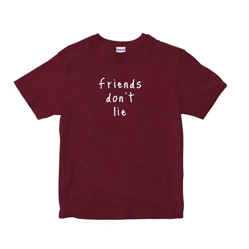 Мужская и женская свободная футболка с короткими рукавами из чистого хлопка с принтом «Друзья не лгут», американский сериал
Мужская и женская свободная футболка с короткими рукавами из чистого хлопка с принтом «Друзья не лгут», американский сериал