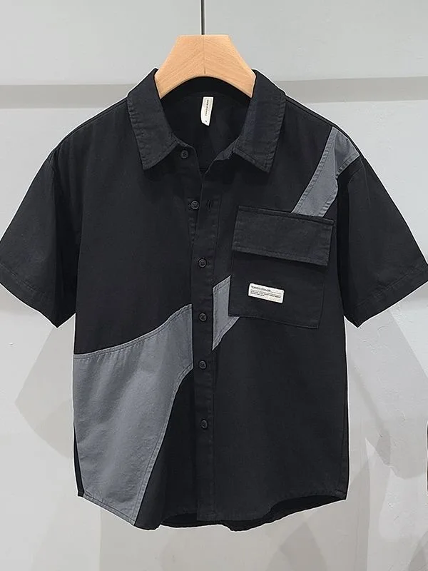 Loose Casual Short Sleeve Shirt Men's Summer Cityboy Style Workwear Jacket Contrast Color Splicing Design Breathable Polyester
Loose Casual Short Sleeve Shirt Men's Summer Cityboy Style Workwear Jacket Contrast Color Splicing Design Breathable Polyester