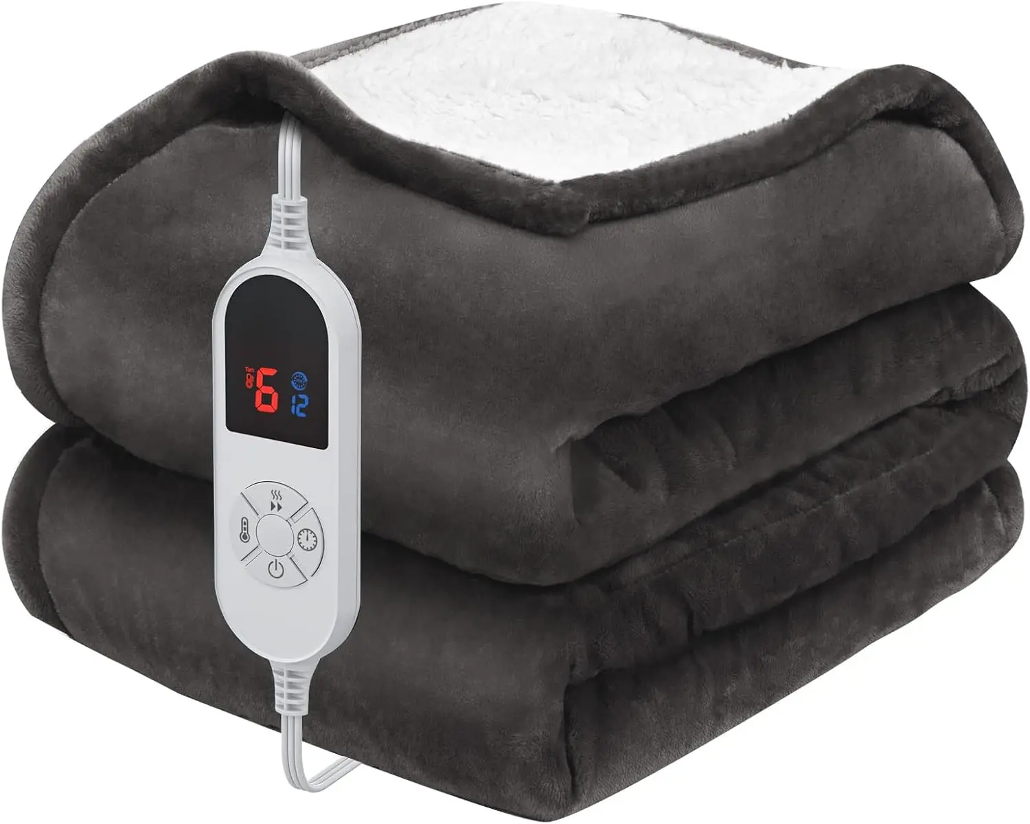 72"x84" Electric Heated Blanket with 12-Hour Timer, 6 Heat Levels, Overheat Protection & Machine Washable Sherpa Fleece
72"x84" Electric Heated Blanket with 12-Hour Timer, 6 Heat Levels, Overheat Protection & Machine Washable Sherpa Fleece