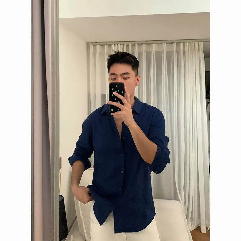 Lightweight Long Sleeve Linen Shirt Men's Casual Style Summer Sun Protection Outerwear Blue Color Retro Cotton Linen Jacket
Lightweight Long Sleeve Linen Shirt Men's Casual Style Summer Sun Protection Outerwear Blue Color Retro Cotton Linen Jacket
