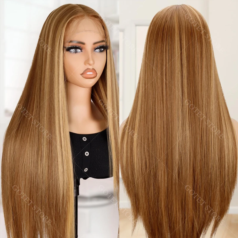 Highlight Straight 13x4 HDLace Front Human Hair Wigs For Women P4_27 Pre Plucked Blonde Colored Lace Frontal Wig Brazilian Remy
Highlight Straight 13x4 HDLace Front Human Hair Wigs For Women P4_27 Pre Plucked Blonde Colored Lace Frontal Wig Brazilian Remy