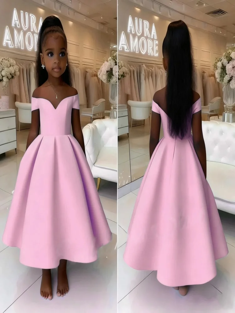 Custom Flower Girl Dress Wedding Party Gown Birthday Pageant Dress For Girls Off Shoulder V Neck Satin A Line Midi Dress Special
Custom Flower Girl Dress Wedding Party Gown Birthday Pageant Dress For Girls Off Shoulder V Neck Satin A Line Midi Dress Special