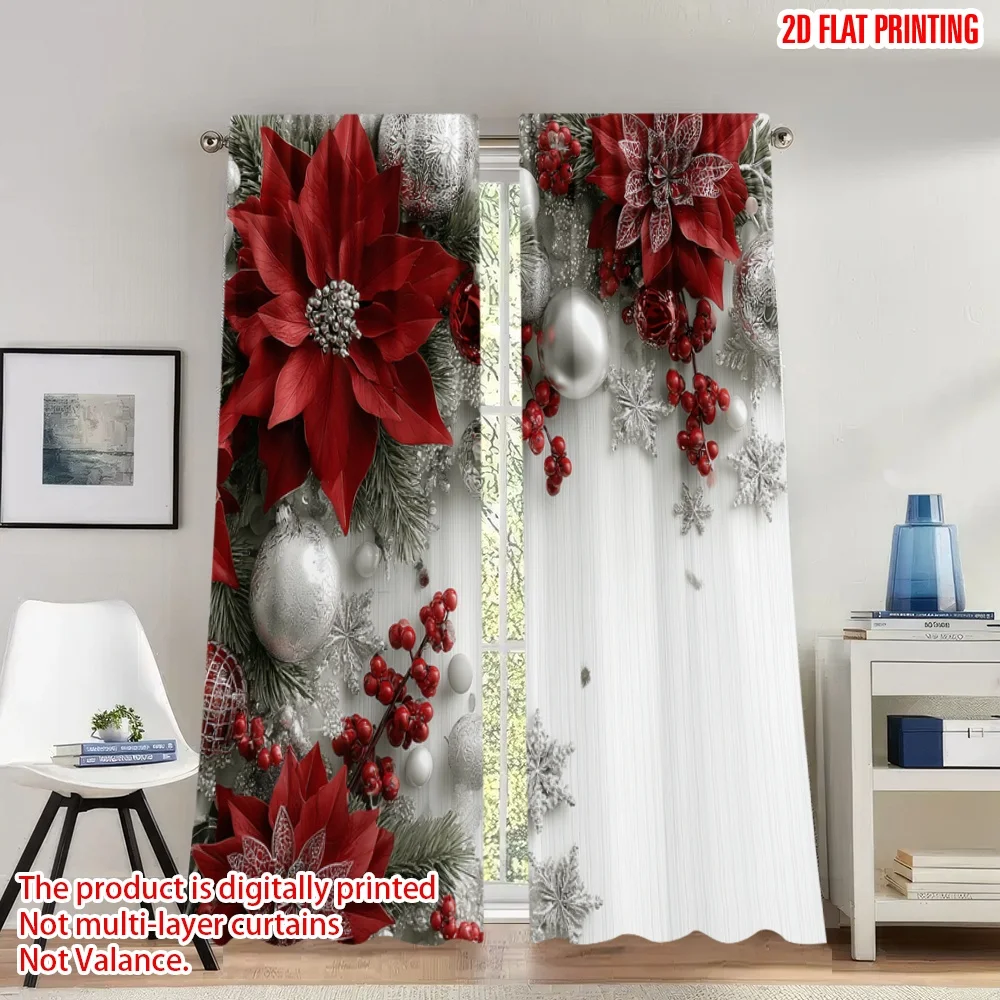 2pcs 2D flat printing Christmas curtains Christmas Ornament Silver Red Poinsettia Digital Printed Polyester Drapes Festive Wall
2pcs 2D flat printing Christmas curtains Christmas Ornament Silver Red Poinsettia Digital Printed Polyester Drapes Festive Wall