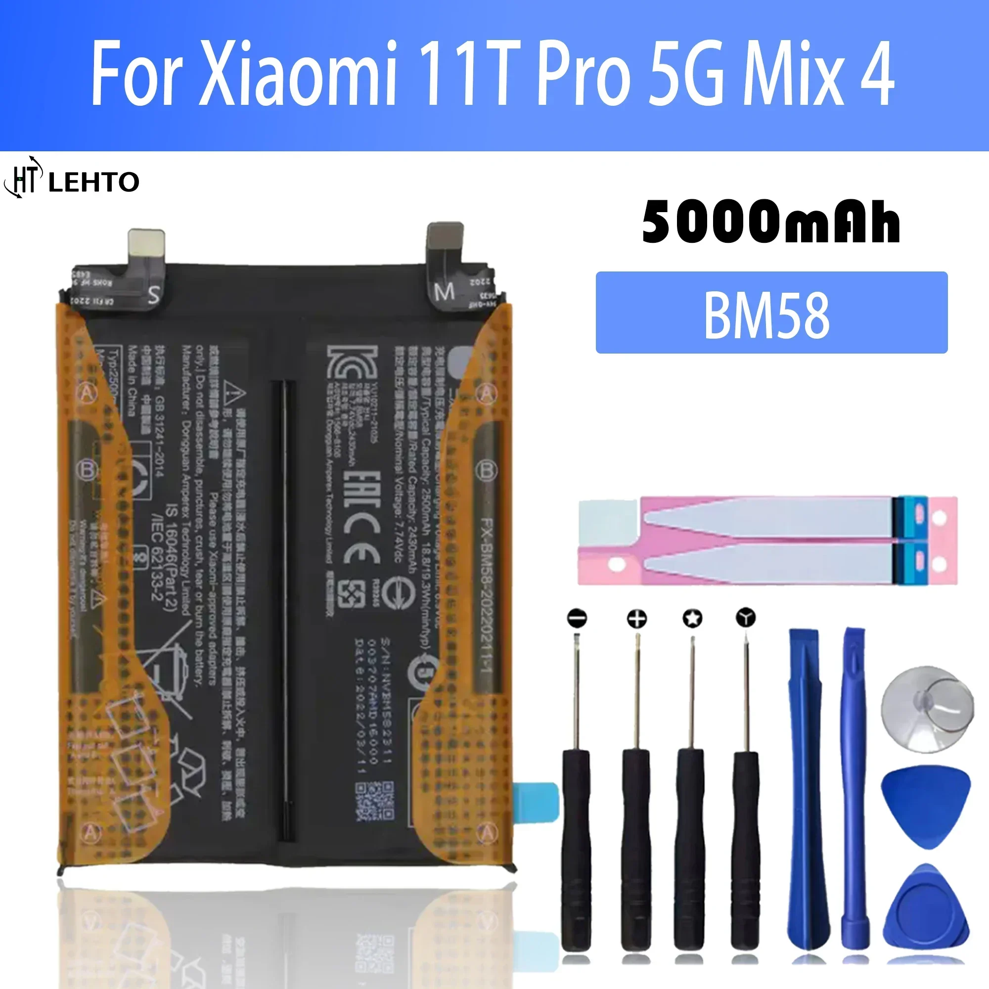 100% high capacity BM58 5000mAh Battery For Xiaomi 11T Pro 5G / Mix 4 Phone Replacement Batteries+Tools
100% high capacity BM58 5000mAh Battery For Xiaomi 11T Pro 5G / Mix 4 Phone Replacement Batteries+Tools