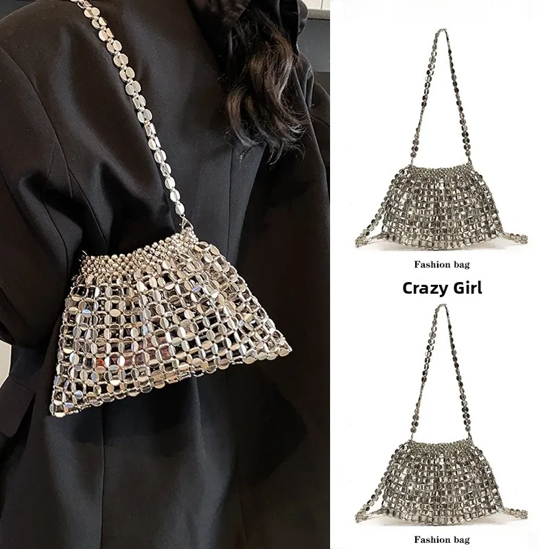 iny Silver Sequin Handbag Women's Summer 2025 New Handwoven Bead Hollow out oulder Crossbody Underarm Bag Korean Sle
iny Silver Sequin Handbag Women's Summer 2025 New Handwoven Bead Hollow out oulder Crossbody Underarm Bag Korean Sle