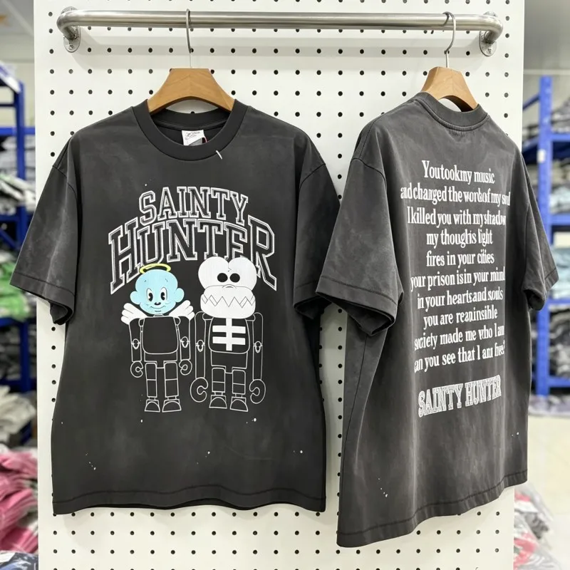 Vintage Distressed Grey Mx6 Saint Tshirts Cartoon Character Graffiti Letter Logo Round Neck Short Sleeve Men Women Street Outfit
Vintage Distressed Grey Mx6 Saint Tshirts Cartoon Character Graffiti Letter Logo Round Neck Short Sleeve Men Women Street Outfit