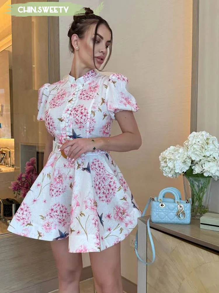 Printed Bubble Sleeve Puff Mini Dress Women Elegant Button Waistband Slim Fit Short Dresses 2025 New Summer Holiday Beach Robe
Printed Bubble Sleeve Puff Mini Dress Women Elegant Button Waistband Slim Fit Short Dresses 2025 New Summer Holiday Beach Robe