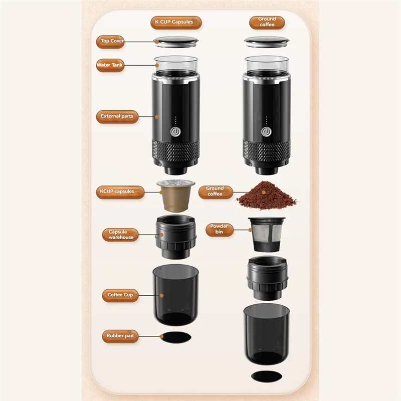 Portable Espresso Maker Wireless Electric Coffee Maker 2 In 1 Small Travel Espresso Machine For Camping Office Hiking RV-A57X
Portable Espresso Maker Wireless Electric Coffee Maker 2 In 1 Small Travel Espresso Machine For Camping Office Hiking RV-A57X