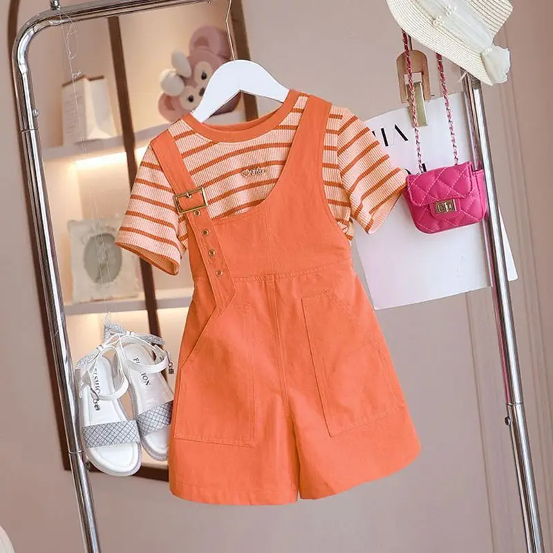 Elegant Fashion Harajuku Slim Fit Children Clothes Loose Casual All Match Strap Set Stripe Short Sleeve Pants Two Piece Set
Elegant Fashion Harajuku Slim Fit Children Clothes Loose Casual All Match Strap Set Stripe Short Sleeve Pants Two Piece Set