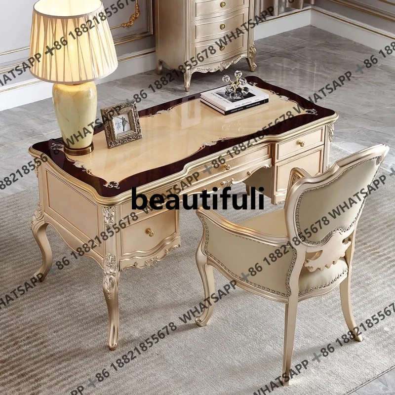 French solid wood desk chair leather book chair European retro office bookcase room combination SE1
French solid wood desk chair leather book chair European retro office bookcase room combination SE1