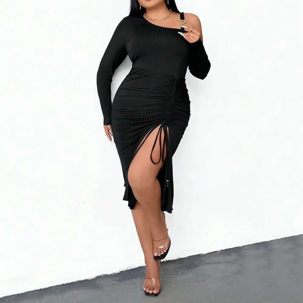 Size Large Women's 2025 Off Shoulder Diagonal Collar Long Sleeved Slimming Drawstring Irregular Hip Hugging Sexy Dress Y2k
Size Large Women's 2025 Off Shoulder Diagonal Collar Long Sleeved Slimming Drawstring Irregular Hip Hugging Sexy Dress Y2k