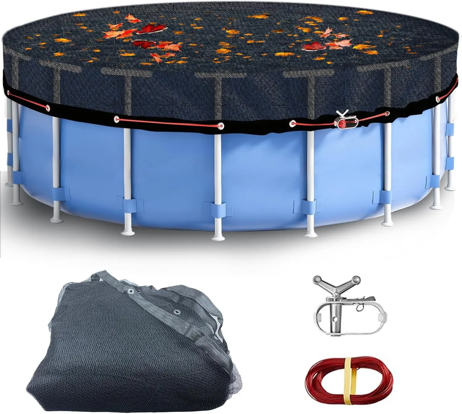 28 Ft Round Leaf Cover for Above Ground Pool, Durable Black Mesh Swimming Pool Leaf Net Cover with Winch & Cable for Leaves and
28 Ft Round Leaf Cover for Above Ground Pool, Durable Black Mesh Swimming Pool Leaf Net Cover with Winch & Cable for Leaves and
