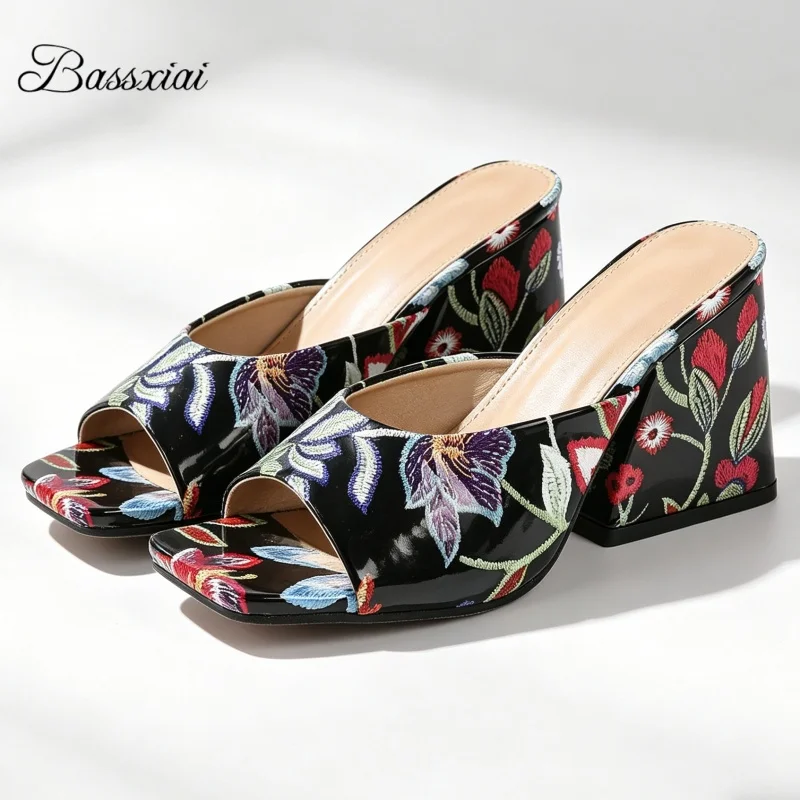 Bohemian Style Print Flower Outwear Mules For Girls Summer Chunky Heel Slingbacks Square Toe Sandals Women
Bohemian Style Print Flower Outwear Mules For Girls Summer Chunky Heel Slingbacks Square Toe Sandals Women