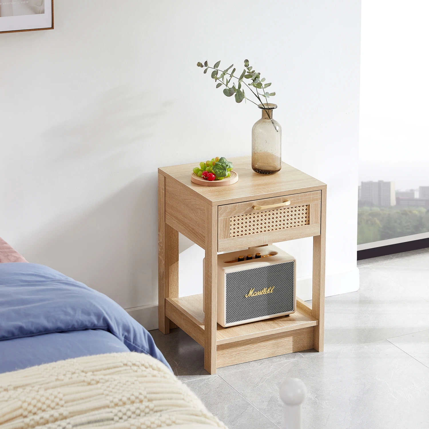 15.75" Rattan End table with drawer, Modern nightstand, side table for living room, bedroom,natural
15.75" Rattan End table with drawer, Modern nightstand, side table for living room, bedroom,natural