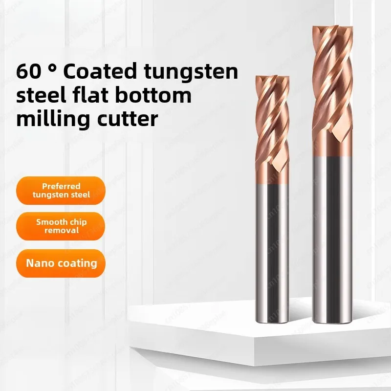Tungsten steel flat bottom coating 60 degree milling cutter 4 edge steel carbide end mill CNC machining center numerical
Tungsten steel flat bottom coating 60 degree milling cutter 4 edge steel carbide end mill CNC machining center numerical