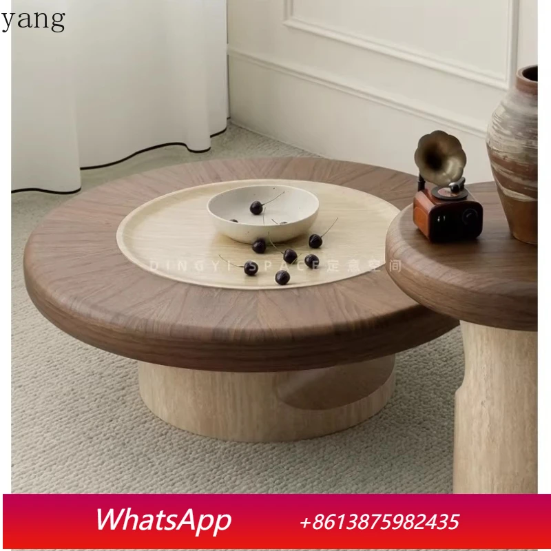 LMM medieval style living room home round solid wood retro high-end travertine coffee table
LMM medieval style living room home round solid wood retro high-end travertine coffee table