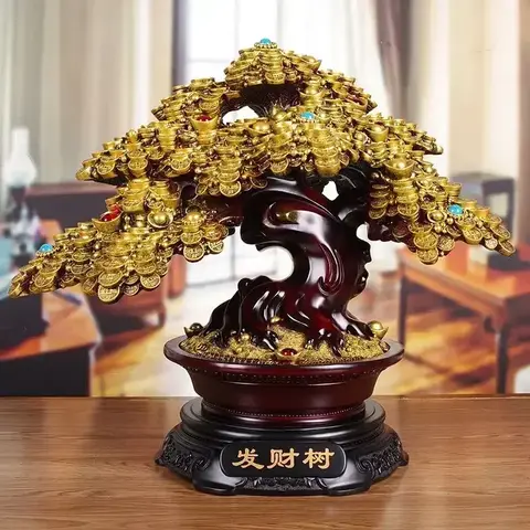 Feng Shui Lucky Fortune Tree Ornament ,Store Opening Living Room Store Decor Sculptures