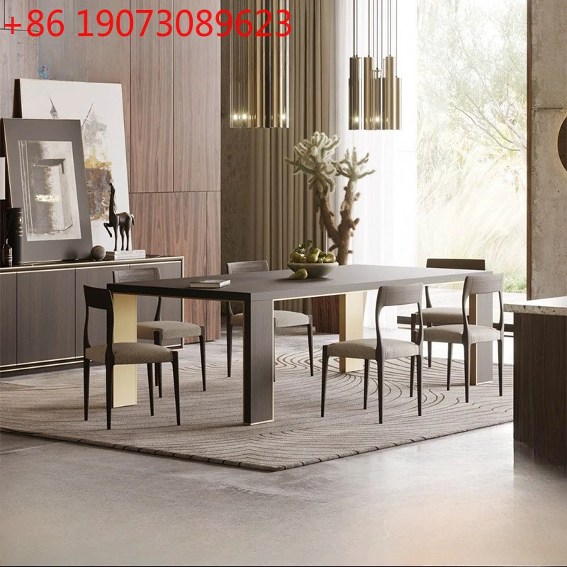 Italian minimalist high-end flat villa solid wood dining table hardware simple modern light luxury dining table
Italian minimalist high-end flat villa solid wood dining table hardware simple modern light luxury dining table