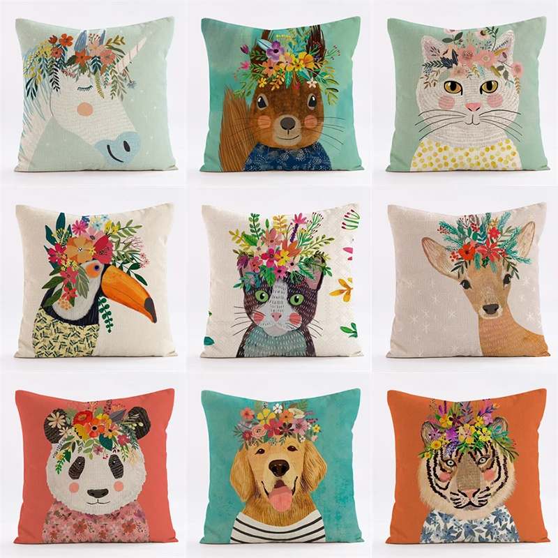 Rabbit Horse Panda Tiger Cute Animal Hand Painting Cushion Cover Flower Decorative Throw Pillow Case Linen Pillow Cover For Sofa
Rabbit Horse Panda Tiger Cute Animal Hand Painting Cushion Cover Flower Decorative Throw Pillow Case Linen Pillow Cover For Sofa