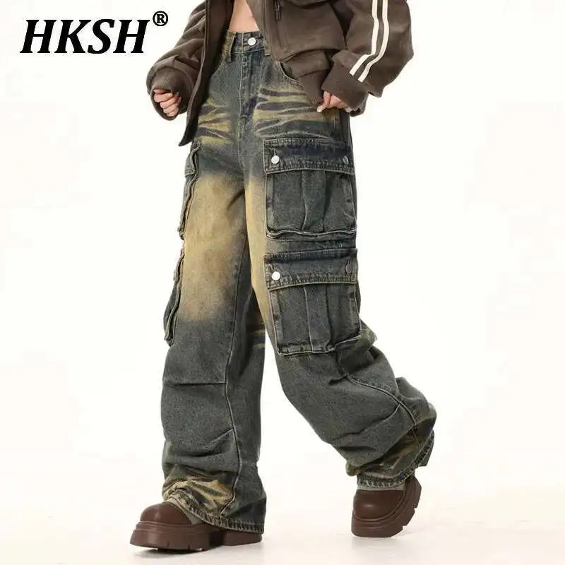HKSH Waste Land Washing Vintage Pockets Safari Style Jeans Men's Tide Punk Trendy Streetwear Pleated Straight Denim Pants HK0882
HKSH Waste Land Washing Vintage Pockets Safari Style Jeans Men's Tide Punk Trendy Streetwear Pleated Straight Denim Pants HK0882