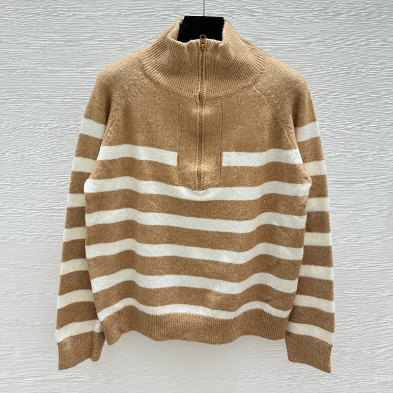 High-quality women's pullover sweater with half-zip and stand-up collar, double-color stripes, suitable for autumn 25916178
High-quality women's pullover sweater with half-zip and stand-up collar, double-color stripes, suitable for autumn 25916178