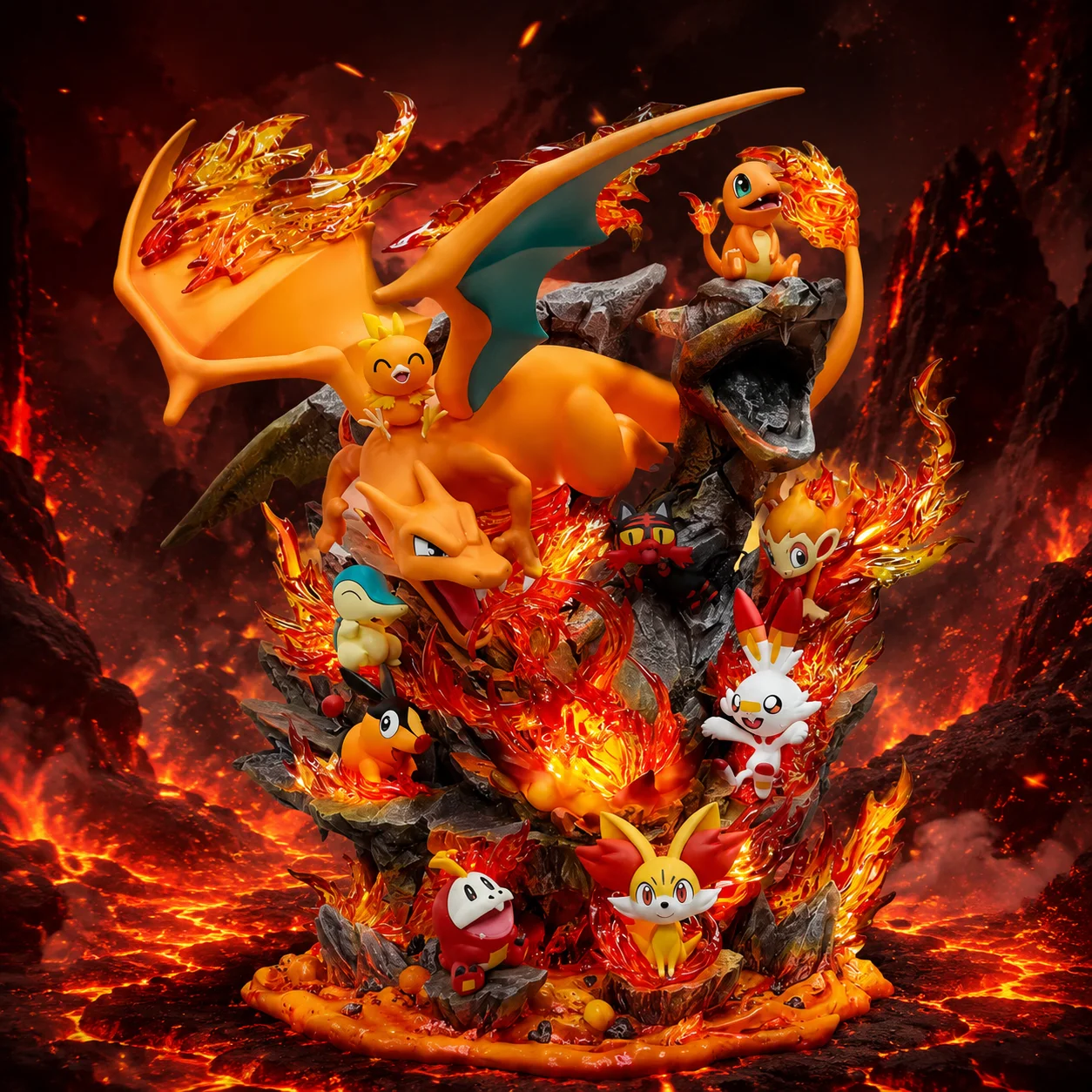 In Stock 32cm Pokemon Fire Type Starter Figure, Charizard Evolution Family PVC Statue with Flame Effects, Collectible for Fans
In Stock 32cm Pokemon Fire Type Starter Figure, Charizard Evolution Family PVC Statue with Flame Effects, Collectible for Fans