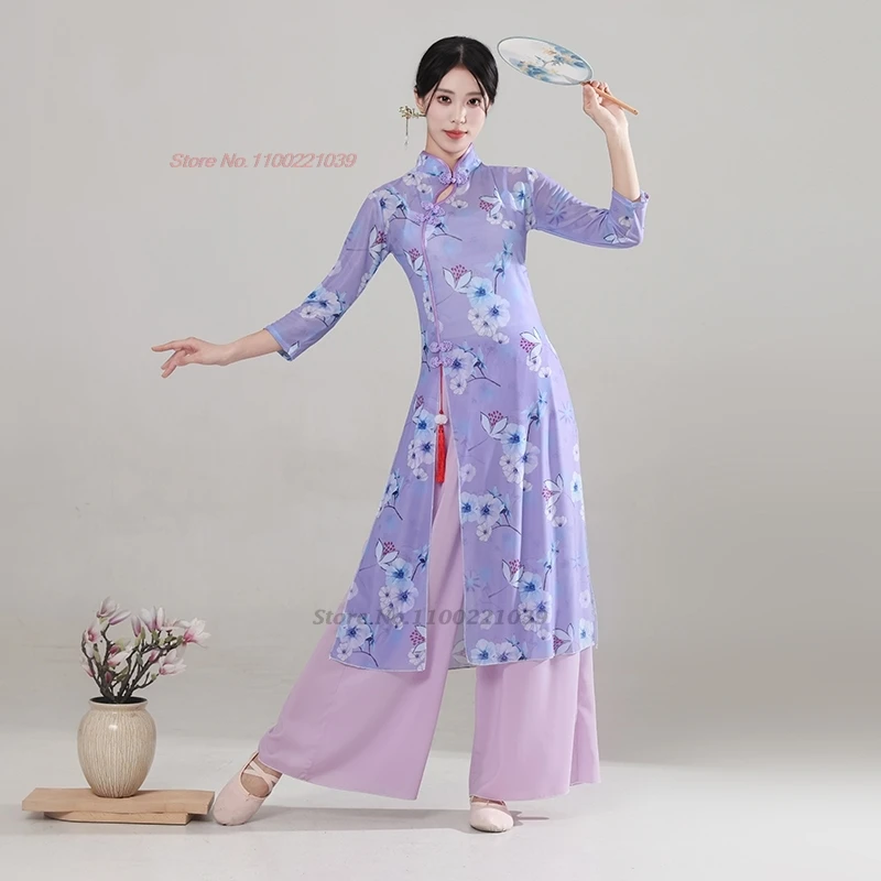 2026 traditional chinese vintage folk dress stage performance costume flower print mesh qipao+pants set dancer training exercise
2026 traditional chinese vintage folk dress stage performance costume flower print mesh qipao+pants set dancer training exercise