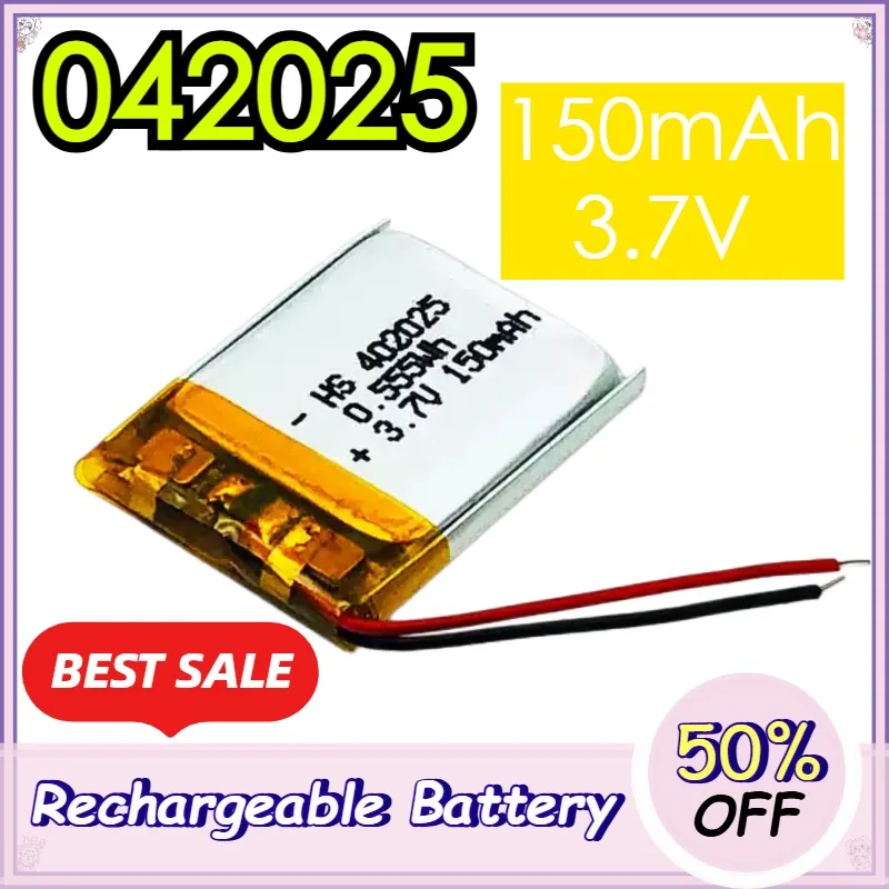 3.7V 150mAh Li-Polymer 042025 Li Po Battery for Bluetooth Headset Keyboard Mouse Smart Kids Watch Replacement Batteries
3.7V 150mAh Li-Polymer 042025 Li Po Battery for Bluetooth Headset Keyboard Mouse Smart Kids Watch Replacement Batteries