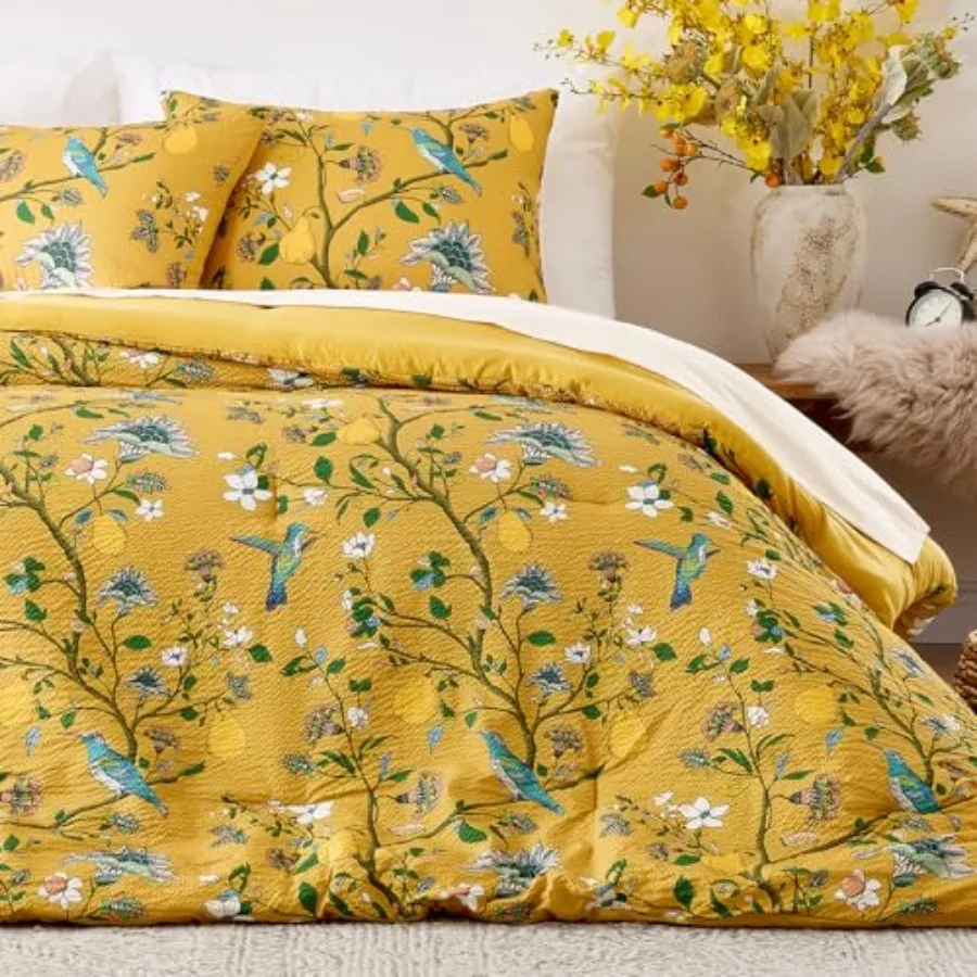 Yellow Bedding Comforter Set 3 Pieces, Vintage Botanical Floral Pattern Bed Comforter Sets, Boho Whimsical Modern Printed Desig
Yellow Bedding Comforter Set 3 Pieces, Vintage Botanical Floral Pattern Bed Comforter Sets, Boho Whimsical Modern Printed Desig