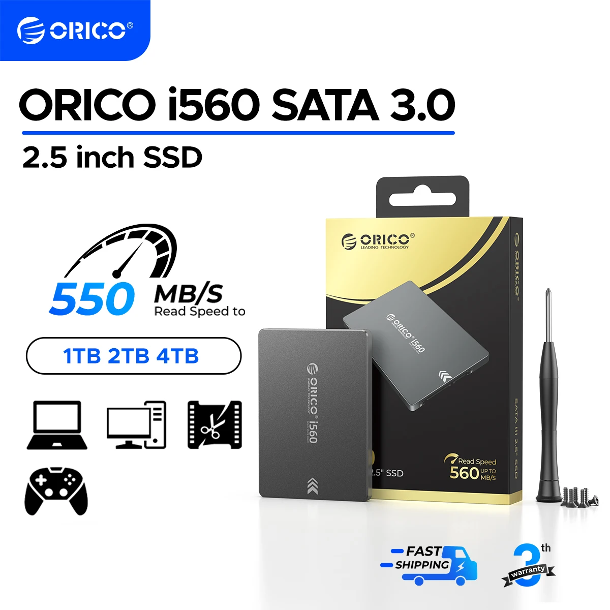 ORICO 1 ТБ SATA SSD 2,5-дюймовый внутренний твердотельный накопитель, алюминиевая скорость считывания до 550 МБ/с SATA III 6 Гбит/с для настольного ноутбука NAS
ORICO 1 ТБ SATA SSD 2,5-дюймовый внутренний твердотельный накопитель, алюминиевая скорость считывания до 550 МБ/с SATA III 6 Гбит/с для настольного ноутбука NAS