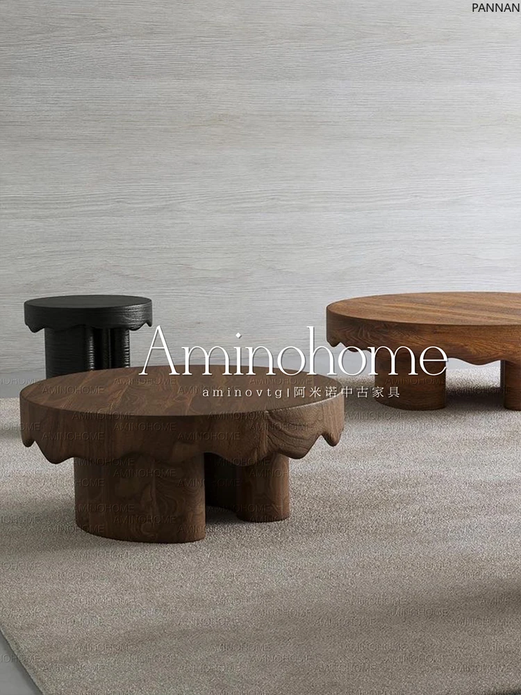 Medieval wabi-sabi wind solid wood round coffee table household log living room household tea table small table
Medieval wabi-sabi wind solid wood round coffee table household log living room household tea table small table