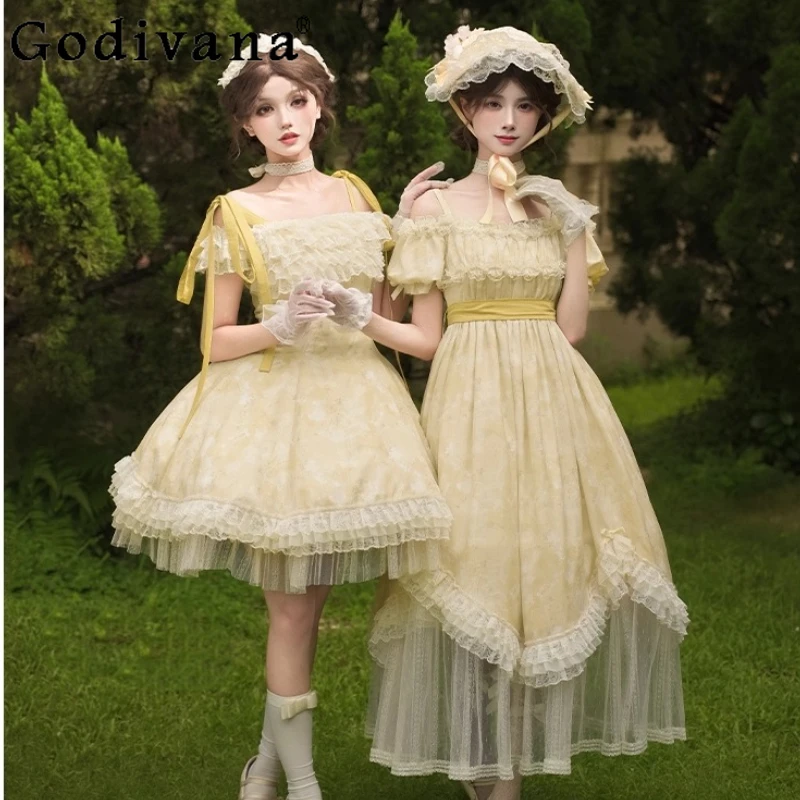 French Elegant Cla Princess Tea Party Lolita Dress Summer New Girl's High Waist Slim Elegant Retro Long Sling Dress JSK Vestidos
French Elegant Cla Princess Tea Party Lolita Dress Summer New Girl's High Waist Slim Elegant Retro Long Sling Dress JSK Vestidos